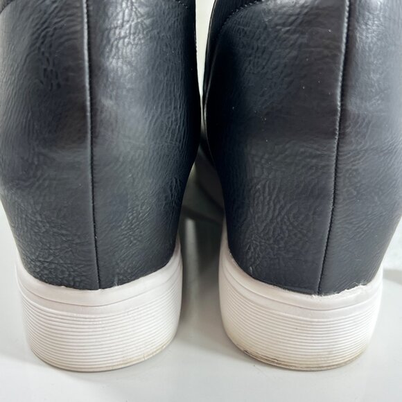 Journee Cardi Black Leather Platform Wedge Slip-On Sneakers Womens Size 11 - Picture 11 of 13
